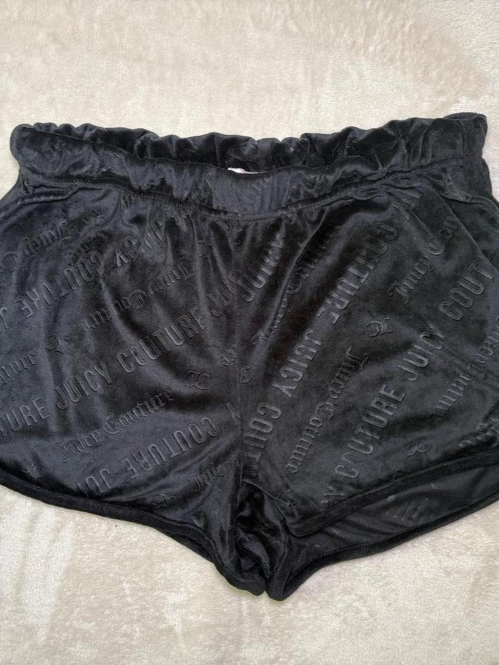 Juicy Couture Black Velour Logo Lounge Shorts